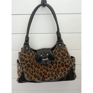 Mirucci Leopard Print Shoulder Bag Faux Fur Animal Print Purse - Picture 1 of 7