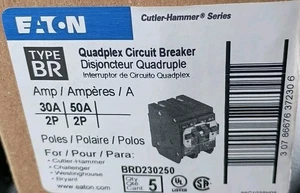 Eaton BRD230250 Quadplex Circuit Breaker 2P 30A 2P 50A  - Picture 1 of 3