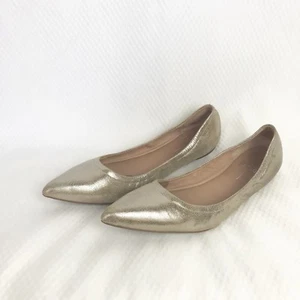 Linea Paolo Gold Metallic Flats Shoes Size 8M Pointy Toe Slip On Womens (L) - Picture 1 of 9