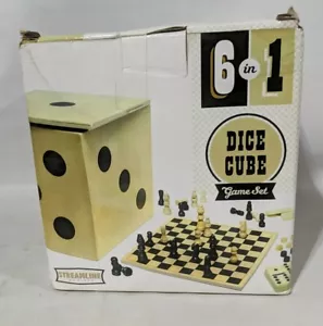 Dice Cube 6-in-1 Game Set - Chess Checkers Dominoes Backgammon Cards - Picture 1 of 8