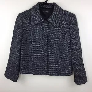 Giacca TAHARI taglia Med tweed misto lana cropped carriera blazer grigio classico - Foto 1 di 8