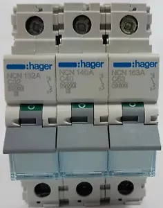Hager NCN 2A 3A 6A 10A 16A 20A 32A 40A 50A 63A 10kAType B C D Single Pole MCB - Picture 1 of 3
