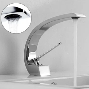 Bad Armatur Wasserhahn Waschbecken Waschtisch Waschtischarmatur Gebogen Design - Bild 1 von 12