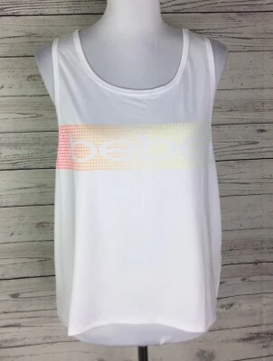 Bebe Sport женщин белая точка логотип без рукавов коробка Майка размер L новый с Ярлыками * недостаток * - Изображение 1 из 4