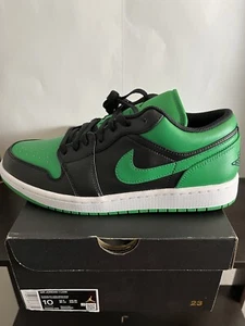 DS Men Size 10 - Air Jordan 1 Low Black Lucky Green 1s - Picture 1 of 9