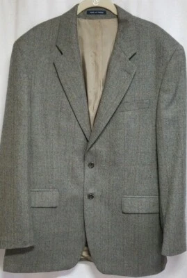 Izod Sportscoat blazer herringbone 100% lambswool made in Canada Union 42R Tan  - Image 1 of 4