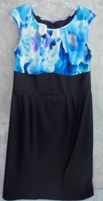 Dressbarn Dress Barn Womens 8 Formal Sheath Dress Sleeveless Floral Black Colors - Image 1 of 4