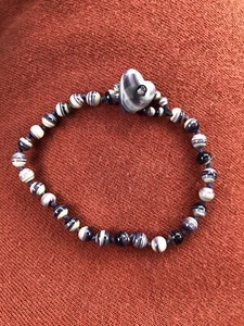 7" long Wampum Quahog Bracelet LAF Designs BN6002 of 5mm Beads - Picture 1 of 1