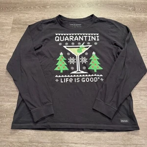 Life is Good Shirt Womens XL Crusher Tee Martini Christmas Winter Long Sleeve - Picture 1 of 8