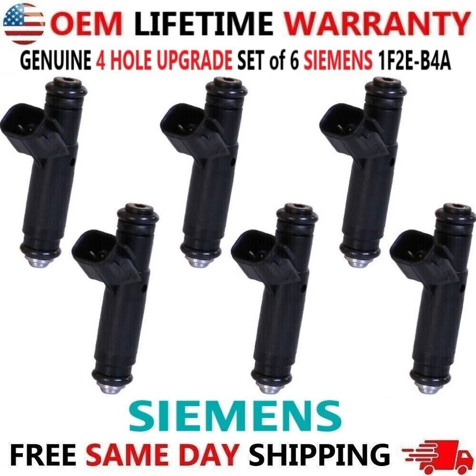 Оригинальные топливные форсунки SIEMENS x6 с 4 отверстиями для Ford & Mercury V6 1999-2006 годов выпуска - Изображение 1 из 4