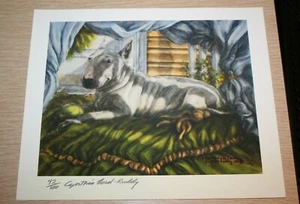 "Summershade Siesta" by Cynthia Lord Ruddy Bull Terrier Art Print SIGNED 42/100 - Picture 1 of 6