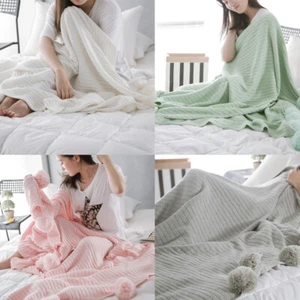 Blanket Knitted Pom Pom Nap Blankets Bedspread Home Office Rest Blankets Decor - Picture 1 of 33