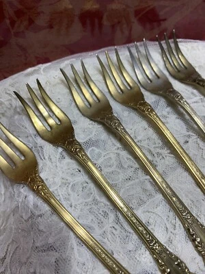 Horquillas Wallace de colección. Tenedores de cóctel de ley (7) oro vermeil Sir Christopher Foto 1 de 4