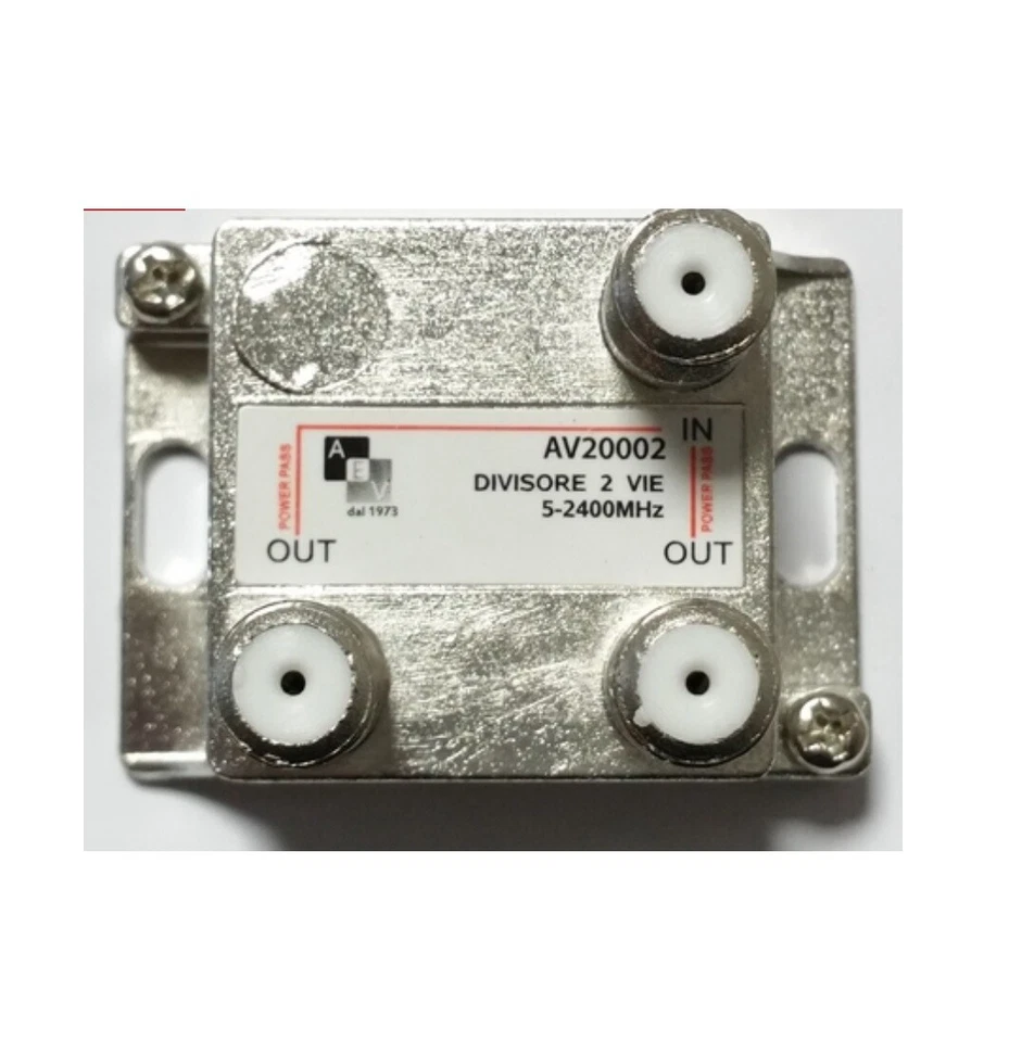 SPLITTER DIVISORE 2 VIE TV SAT F TYPE 1 ingresso 2 uscite AV20002 Partitore cavo - Immagine 1 di 1