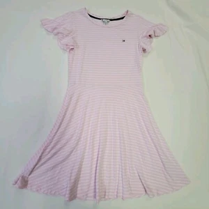 Tommy Hilfiger Girls Pink With Stripe Dress 8-10 Medium Soft - Picture 1 of 11