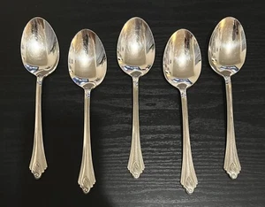 Cubiertos de acero inoxidable Oneida Silver Leaf Amway 5 cucharas de sopa ovaladas, ¡envío gratuito!! - Imagen 1 de 5