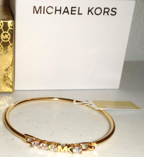 Michael Kors MK Logo Oro Giallo S Acciaio Bracciale 4 Cristalli MKJ7316710 + SCATOLA MK