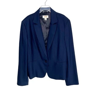 Talbots Navy Blue Wool One Button Blazer woman Jacket Size 12 - Picture 1 of 10
