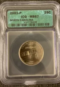2001 P North Carolina State Quarter ICG MS67 - Uncirculated Coin - Picture 1 of 2