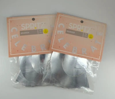 Spritz Celebrar Banners Fiesta Celebración Decoración Lote 2 6 Pies Plata Interior Foto 1 de 4