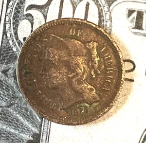 1869 - Three Cent Nickel- Very Rare - Combined Shipping. - Picture 1 of 2