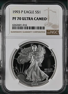 PF70 UCAM 1993-P American Silver Eagle - Brown Label NGC Spot Free White PR 70 - Picture 1 of 2