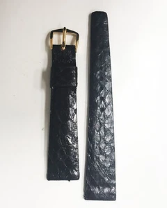 JB Champion Vintage Genuine Snake Material 18mm Black SS Gold Buckle Watch Band - Picture 1 of 4