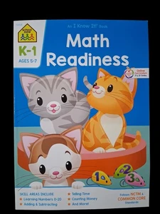 School Zone Workbook Math Readiness Common Core Age 5-7 K-1 Homeschool NCTM - Imagen 1 de 2