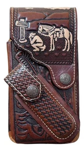 Real Leather Vaquero Charro Phone Case Pouch Belt Holster Handmade In Mexico - Picture 1 of 5