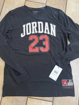 Boys Air Jordan Shirt Long Sleeve Black XL 13-15 Flight 23 Jumpman NWT - Image 1 of 4