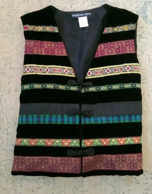 Vintage Eagle's Eye Velvet Vest Women's Size M Oriental/Asian Asthetic - Image 1 of 4