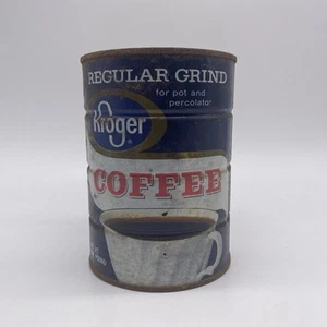Vintage Kroger Metal Coffee Can Tin Regular Grind 16 ozs - Picture 1 of 5