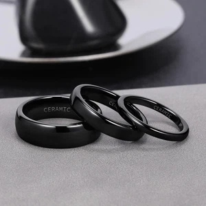 Ceramic Ring Black Brushed 2 4 6mm Wedding Engagement Band Men Jewelry - Picture 1 of 25