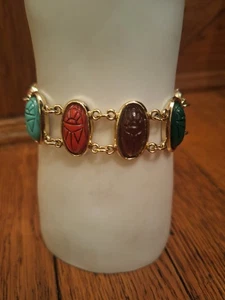 Brazalete multicolor escarabajo escarabajo imitación cabachón tono dorado marcado Tara - Imagen 1 de 12