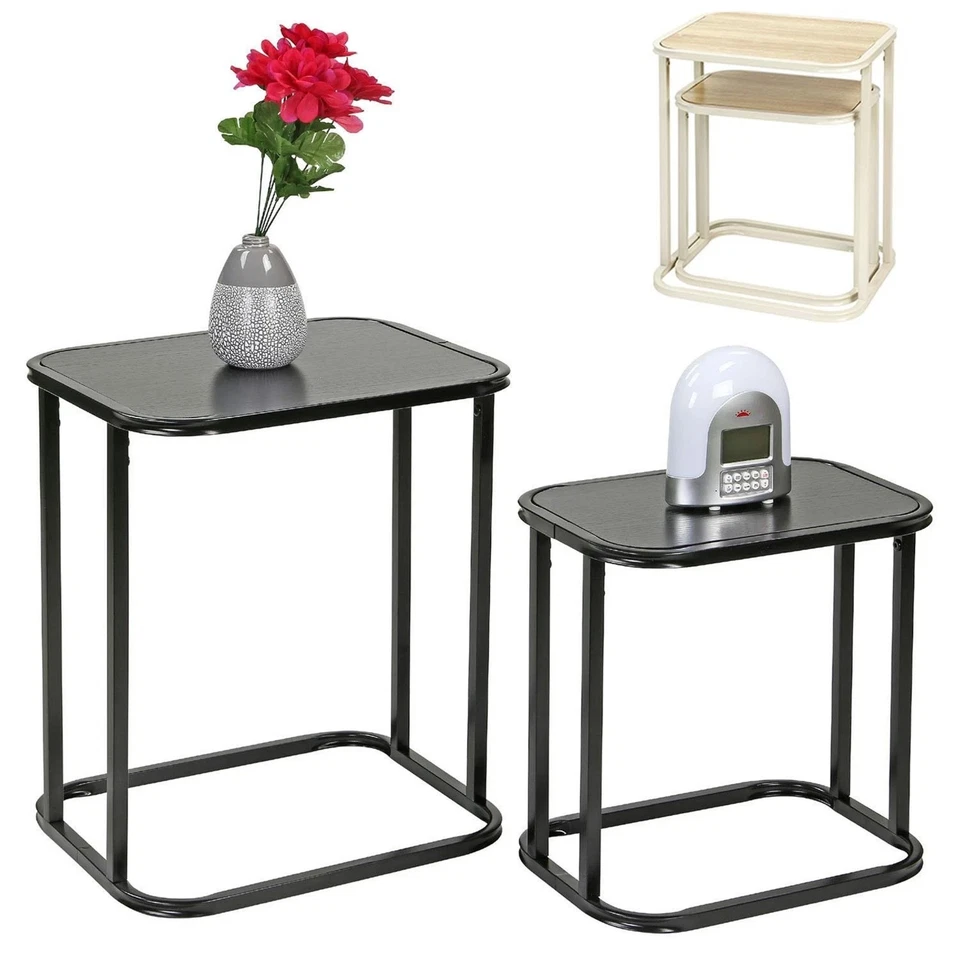 Nesting Coffee Tables Set of 2 Rectangular Sofa Side Tables for Living Room New - Image 1 of 1