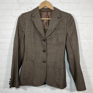 Blazer chaquetas vintage de lana a cuadros Sir For Her para mujer pequeñas marrones - Imagen 1 de 12
