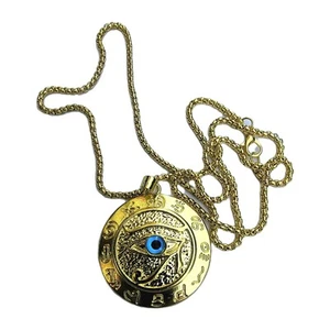 Egyptian The Eye Of Horus Eagle Head God Eye Gold Colored Pendant Necklace - Picture 1 of 3