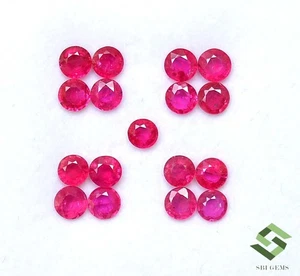 3.75 mm Natural Ruby Round Cut Lot 19 Pcs 4.33 CTS Calibrated Loose Gemstones - Picture 1 of 6
