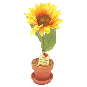 - Künstliche Sonnenblumenrose - gelb - 7 Zoll Topfblume in Terrakotta Po... - Bild 1 von 1