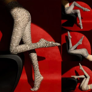 Medias sexy elásticas para mujer con estampado de leopardo salvaje - Imagen 1 de 14