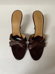 Guizeppe Zanotti High Heel Slides Brown/Croc Leather Print sz 39- Italy - Picture 1 of 5