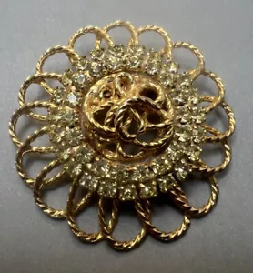 Broche vintage en tono dorado estrás ¡exquisito! - Imagen 1 de 5