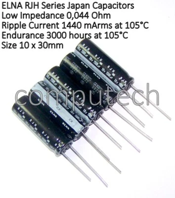 2 pezzi Condensatore bassa impedenza 1500uF 10V 105°C ELNA RJH Series