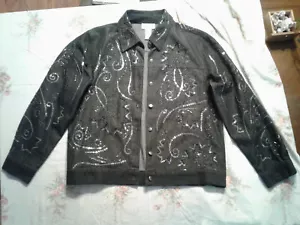* Victor Costa Occasions Black Jean Jacket Bead Accents Womens M Used Closet97* - Picture 1 of 9