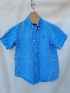 Polo Ralph Lauren Linen Shirt Boy's 6 Blue Embroidered Logo Cotton - Picture 1 of 12