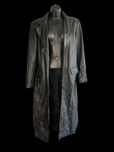 Preston & York Women’s Size M Black Lambskin Leather Vintage Coat 40’ Long - Picture 1 of 6
