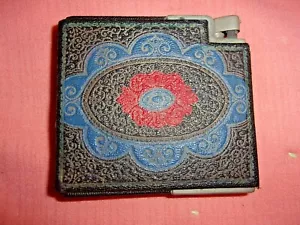 Vintage Cigarette Case/LighterBlack with Red Design - Picture 1 of 6
