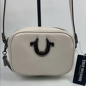 True Religion Cream Crossbody shoulder Bag Adjustable strap Gun metal Logo NWT - Picture 1 of 16