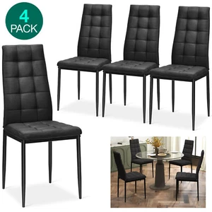 4 Sillas De Comedor Altas Negras Tela Cojines Tapizados Modernas Set En Oferta - Picture 1 of 9
