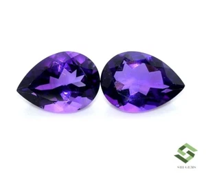 Natural Amethyst Pear Cut Pair 18x13 mm 19.66 CTS Untreated Loose Gemstones - Picture 1 of 7
